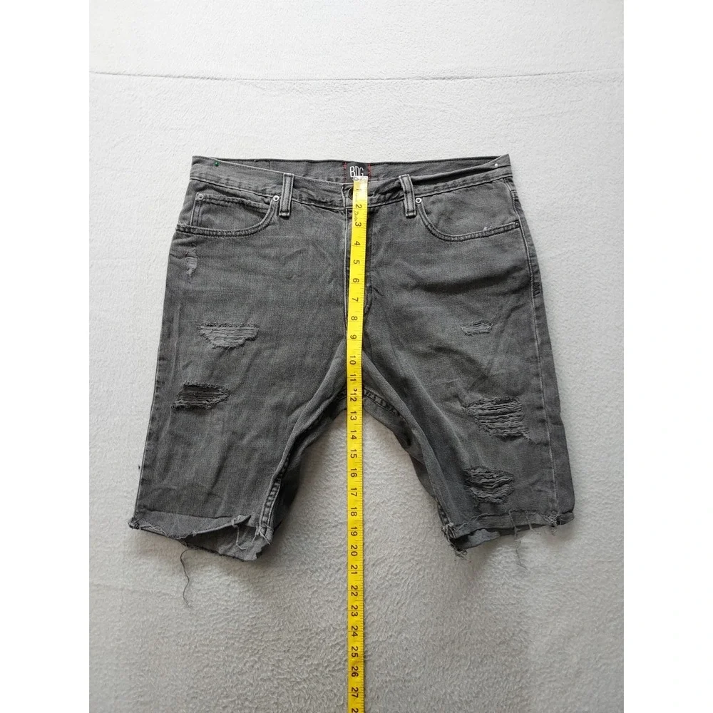 Urban Outfitters Men Jean Short 33 Gray Denim Distressed Bermuda Slim Fit Cozy